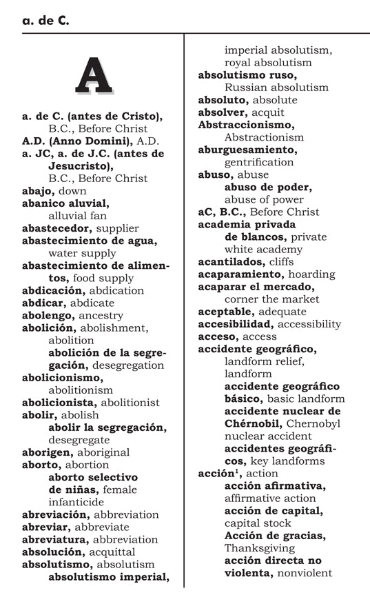 Velázquez Spanish and English Glossary for the Social Studies Classroom