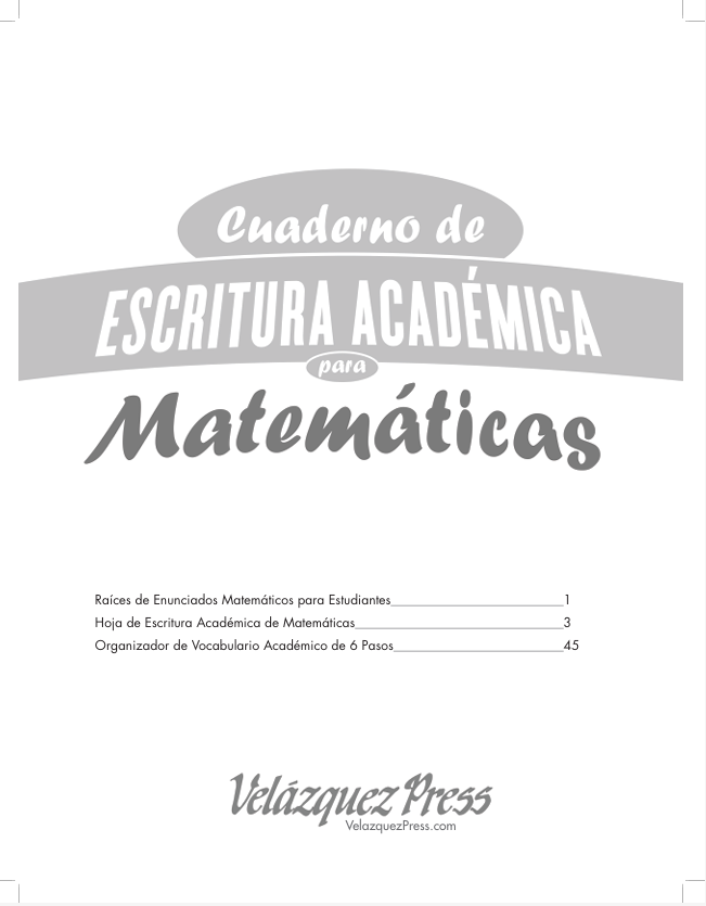 Cuaderno de escritura académica para matemáticas