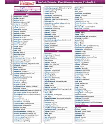 Velàzquez Albanian Language Arts Academic Vocabulary Sheet for Level 3-5