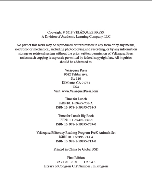 Time for Lunch (Big Book)