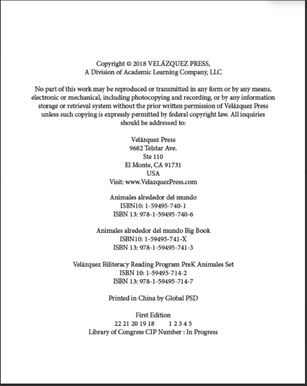 Animales alrededor del mundo (Big Book)