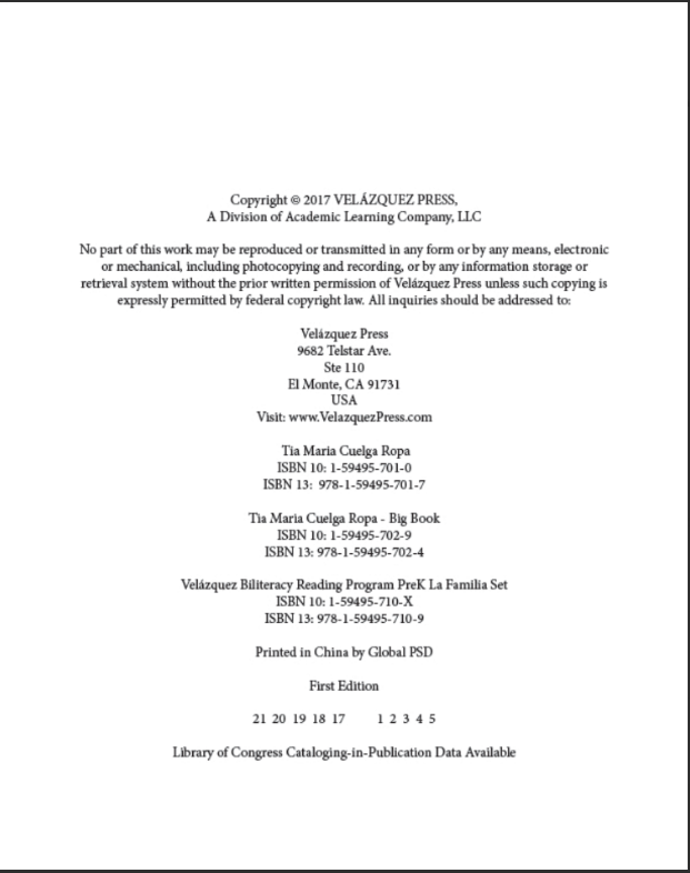 Tia Maria cuelga ropa (Big Book)