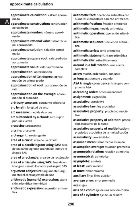 English-Spanish/Spanish-English Word to Word with Subject Vocabulary