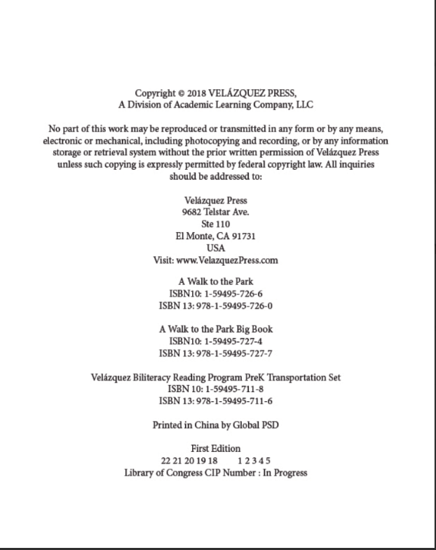 A Walk to the Park (Small Book)