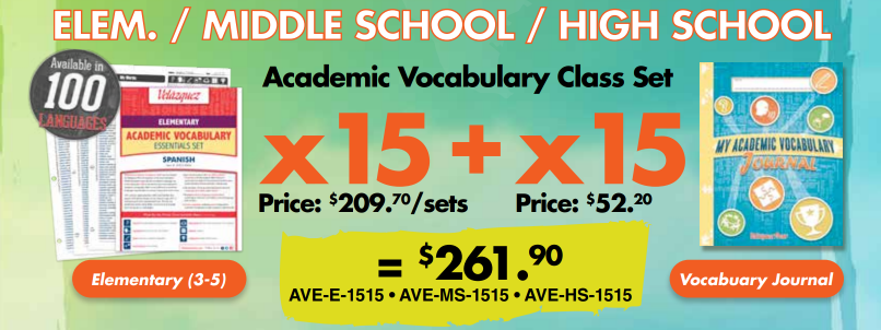 Elementary Academic Vocabulary Class Set