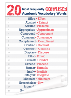 20 Most Frequently Confused Academic Vocabulary Words Poster