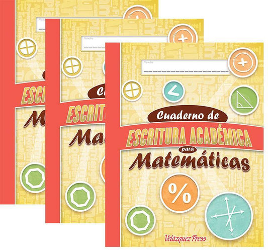 Cuaderno de escritura académica para matemáticas - 15 Pack - Velàzquez Press | Biliteracy