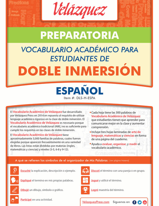 Velázquez Vocabulario Académico Para Estudiantes de Doble Inmersión - Preparatoria (Spanish)