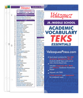 Velázquez Jr./Middle School Academic Vocabulary TEKS Essential Set - Marathi
